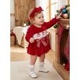 thumbnail image 4 of Loicainy Infant Baby Girls Christmas Romper 3 6 12 18 24 Months Long Sleeve Embroidery Santa Bodysuit Headband, 4 of 8