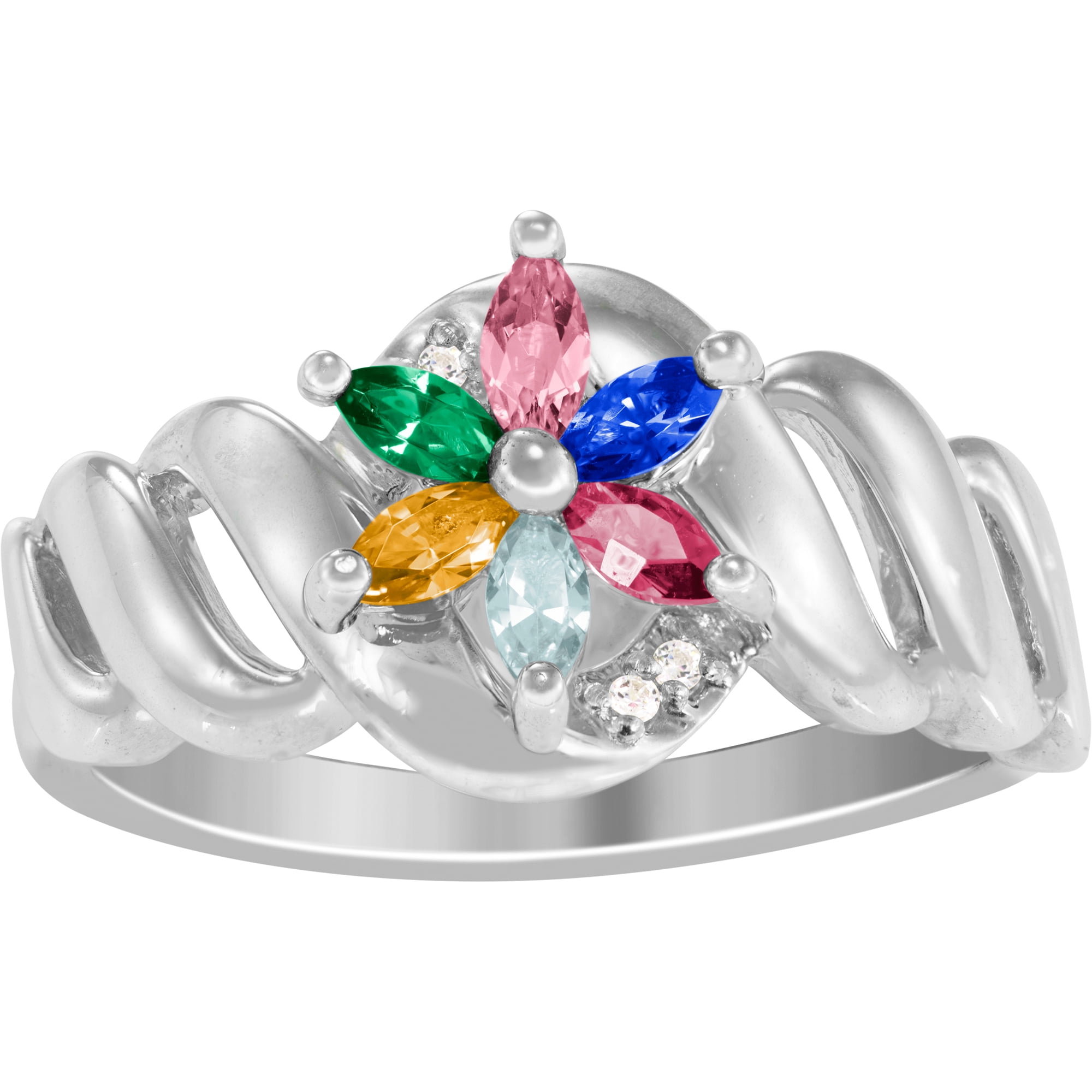 Keepsake Personalized Family Jewelry Starbright Birthstone Women's Ring available in Sterling Silver, 10k Gold Over Silver, and 10k Yellow and White Gold