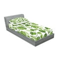 thumbnail image 2 of Leaf Fitted Sheet & Pillow Sham Set, Brazilian Rainforest Foliage Nature Ivy Swirls Palm Banana Trees Leaves Art Print, Decorative Printed 4 Piece Bedding Decor Set, Twin, Pale Green, by Ambesonne, 2 of 3
