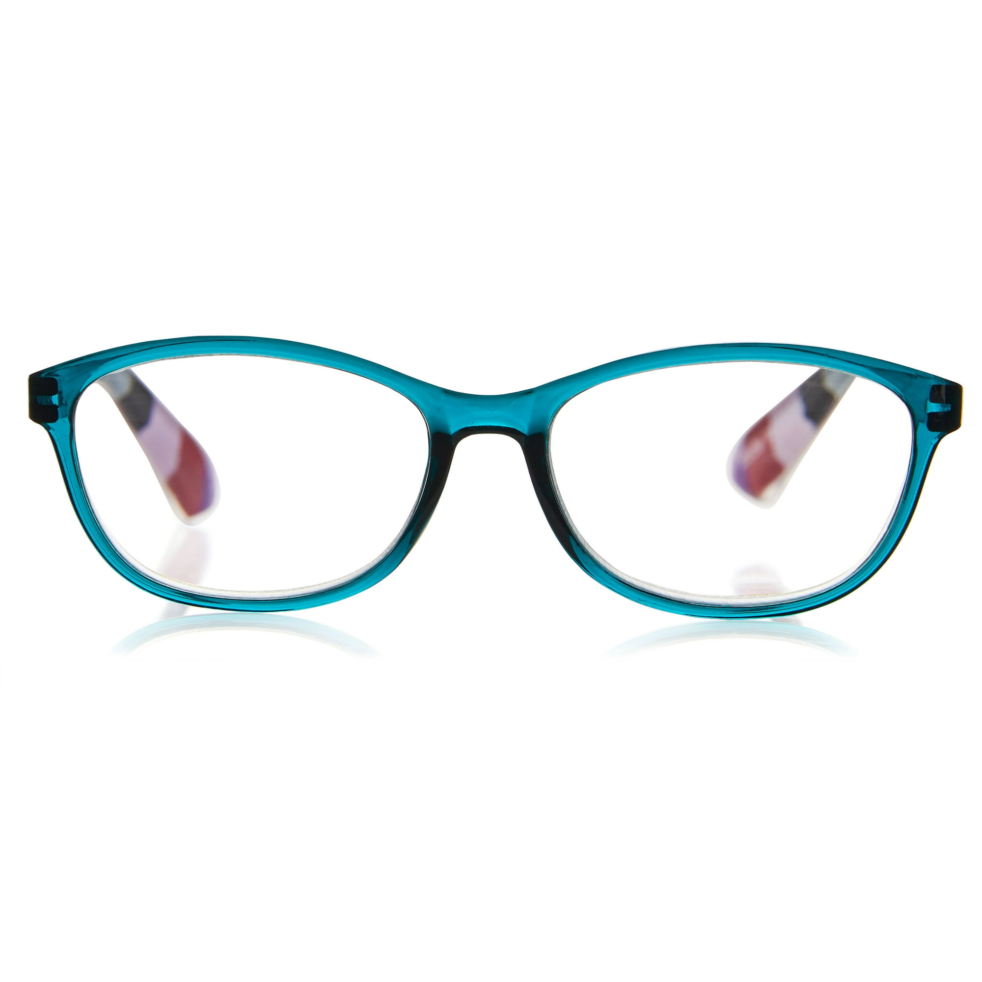Equate Women's Lily Rectangular Reading Glasses with Case, Blue, +3.25
