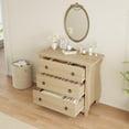 thumbnail image 6 of Natural Wood 3-Drawer Dresser - Tall Boho Dresser with Curved Legs, Rattan Accents, and Freestanding Storage for Living Room, Bedroom, Entryway, or Balcony (30 in L x 15.8 in W x 29.3 in H), 6 of 8