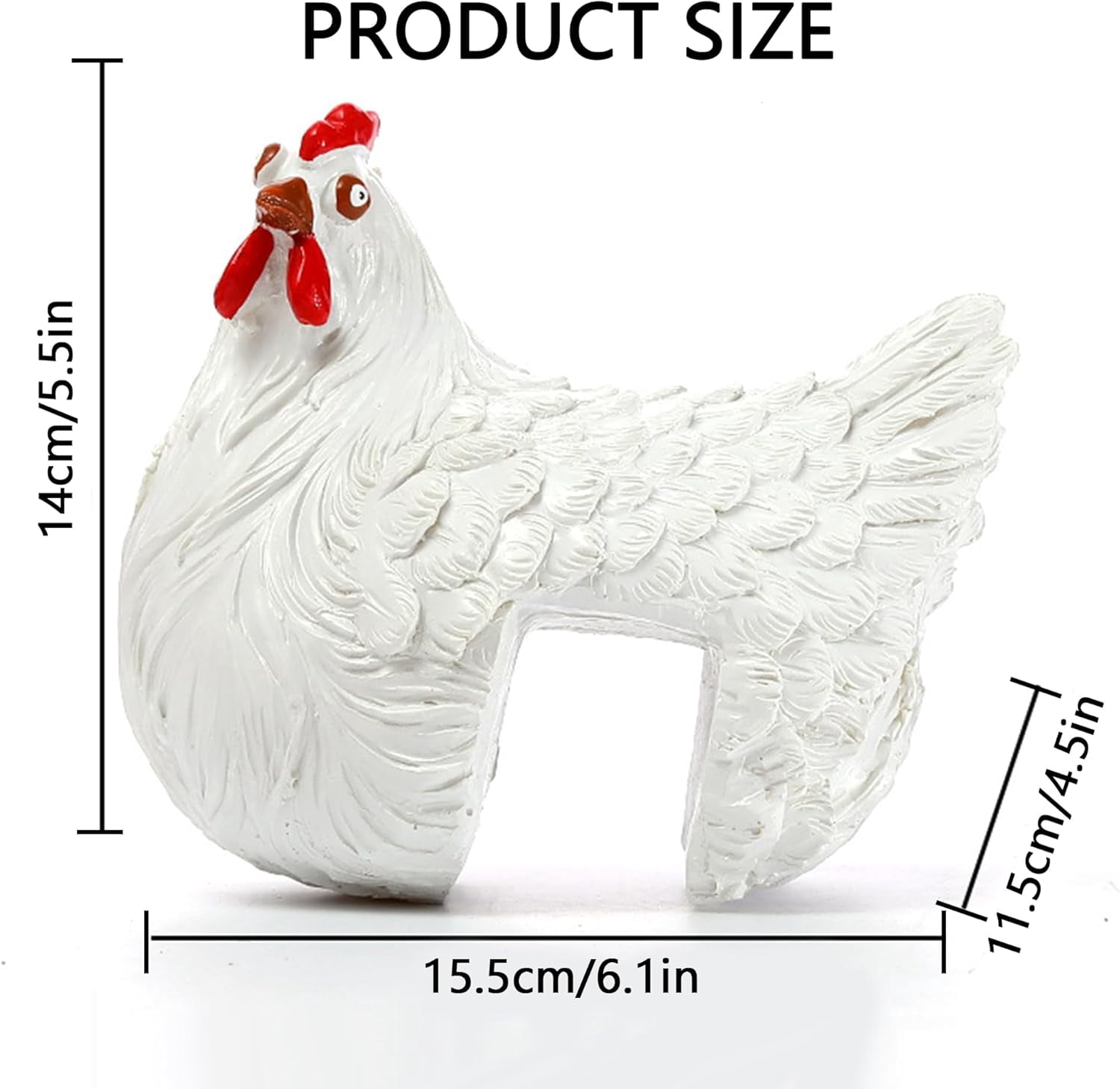 Chickens Statue Funny Yard Decor:Resin Chicken Figurines,Tree Fence Decorations Outdoor,Chicken Decorations for Garden,Farm,Patio,Backyard (White)