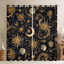 Homewish Moon Sun Black Out Curtains for Teens Adults Female Men,Bohemian Theme Curtains Pack of 2 (42x63 Each),Starry Sky Bedroom Curtains,Ultra Soft Home Decor