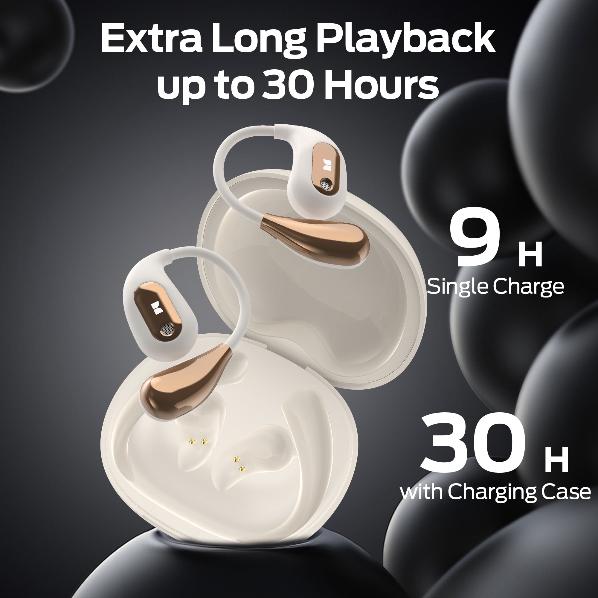 Monster Open Ear Headphones, Bluetooth 5.4 Earphones Stereo Sound, Wireless Headphones 30 Hours Playback, Type-C Charging, HD Clear Calls, Touch Control, IPX5 Waterproof Open Ear Earbuds