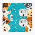 thumbnail image 1 of Metal Light Switch Plate Outlet Cover (Cute Puppy Dog Teal - Single Toggle Single Duplex), 1 of 2