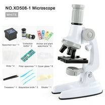 Microscope Science Kit - 100X-1200X Magnification with LED & Specimen Tools, 5.1 x 3.1 x 9.1in(White)