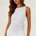 thumbnail image 2 of hotojiny Womens Cotton Linen Tops Summer Tie Waist High Neck Elegant Blouses Business Dressy Sleeveless Shirts Work Outfits, 2 of 7