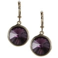 thumbnail image 3 of Swarovski Casted Lever back Earrings in 12mm Rivoli Amethyst Nickel Free, 3 of 4