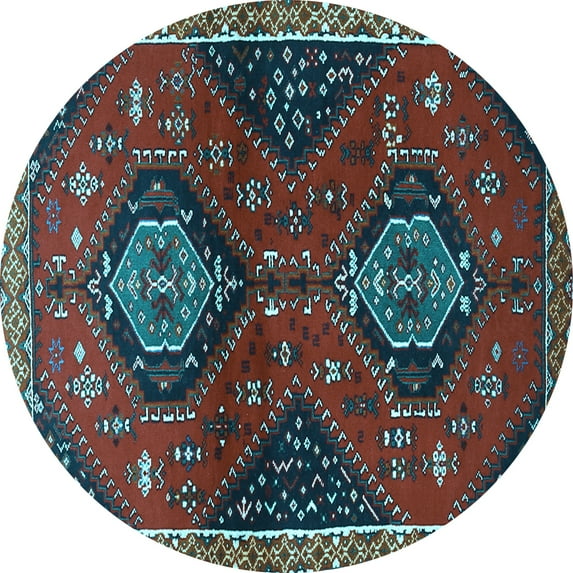 Ahgly Company Indoor Round Persian Light Blue Traditional Area Rugs, 7' Round