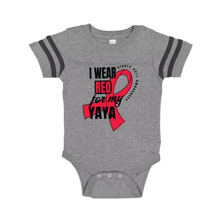 

Inktastic Sickle Cell Awareness I Wear Red For My Yaya Gift Baby Boy or Baby Girl Bodysuit