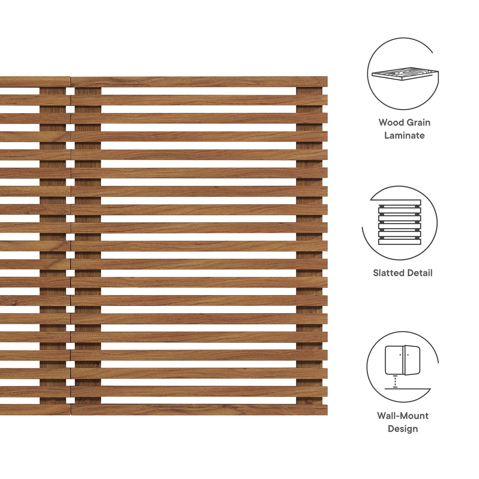 Modway Render Wall Mount Modern Wood Queen Headboard in Walnut