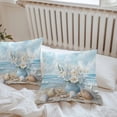thumbnail image 5 of Summer Beach Outdoor Pillow Covers Pack of 2 Flower Vase Coastal Starfish Seashell Waterproof Throw Pillow Covers Decorative Cushion Cases for Patio Garden Tent Balcony Couch 24x24 inch, 5 of 8