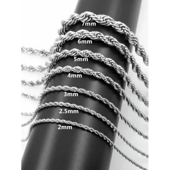 2/2.5/3/4/5/6/7mm 316L Stainless Steel Women Men Rope Chains Necklaces 18-32''