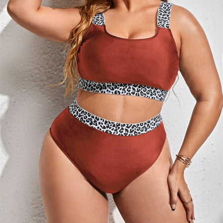 

Finelylove Women S Bikini Swimsuits Padded Sport Bra Style High Waist Red XXL