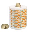 thumbnail image 2 of Leaves Piggy Bank, Modern Floral Elements with Design Romantic Blossoms Petals, Ceramic Coin Bank Money Box for Cash Saving, 3.6" X 3.2", Orange Blue and Beige, by Ambesonne, 2 of 4
