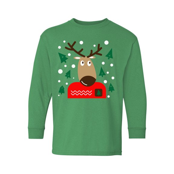 Awkward Styles Xmas Long Sleeve Shirt for Kids Youth Girls Boys Adorable Christmas Deer Shirt