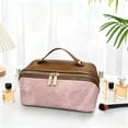 thumbnail image 4 of Uuiauoio PU Leather Travel Makeup Bag, Large Capacity Cosmetic Bag for Women, Waterproof Portable Pouch with Divider, Toiletry Organizer with Handle, 4 of 6