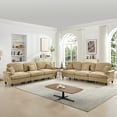 thumbnail image 4 of Newest Classic Sleeper Sofa Couch, Flared Arms, Removable Ruffles Pleats Skirts, Spindle Legs,Comfy Modular Sectional Chenille Deep Seat Sofa Couch, 3 Movable Ottomans,Light Coffee, 4 of 19