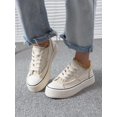 thumbnail image 3 of Women's White Spring/autumn Casual Solid Color Slip-resistant Canvas Shoes, Low Top Round Toe Sneakers Loafers, 3 of 5