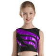 thumbnail image 3 of Yeahdor Girls Jazz Performance Dance Crop Top Juniors Youth Bronzing Cloth Gymnastics Sports T-Shirt Purple 16, 3 of 7