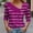 Purple, variant on CLOISE Womens Tees Fall Trendy Striped Tees Button V-Neck Long Sleeve Tops Soft Asymmetrical Color Block Shirts Elegant Outfits Red S