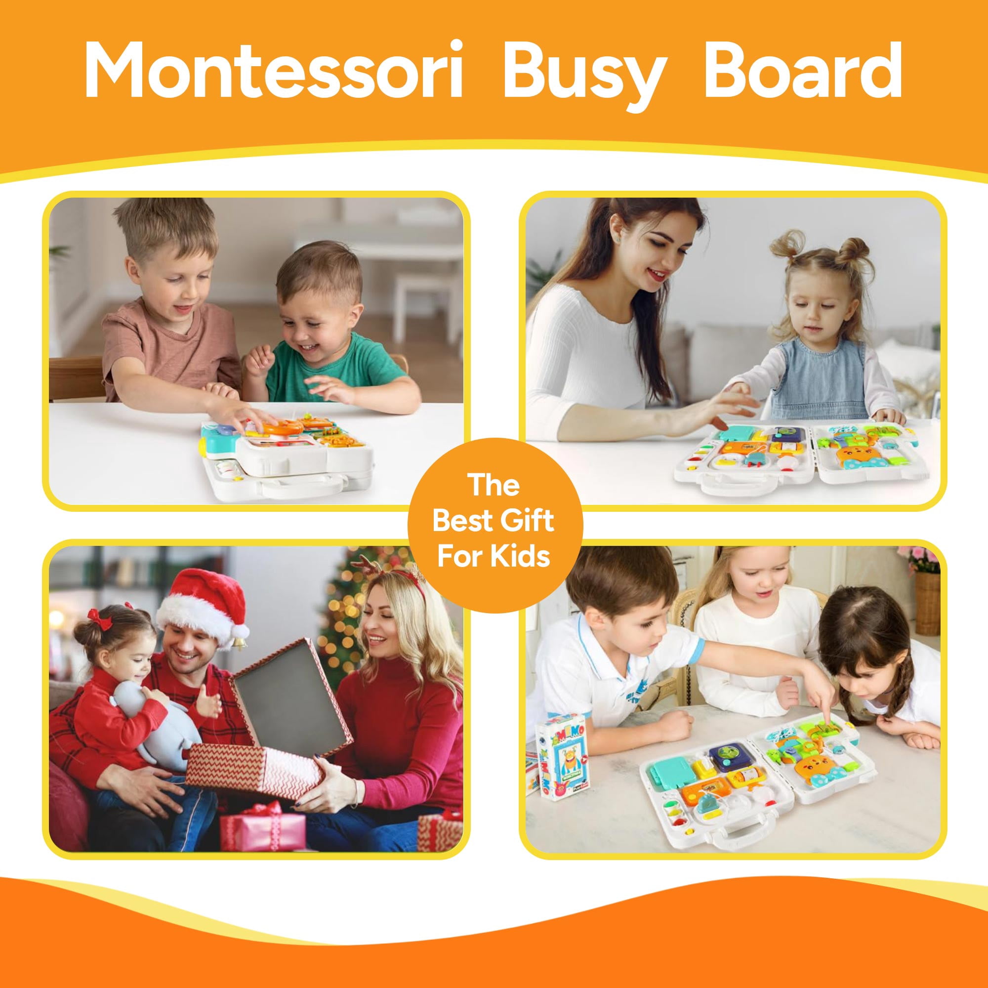 LieGorJi Musical Busy Board, Learning Sensory Montessori Toys, Birthday Gifts for 0-12 Month 1-3 3-5 Year Old
