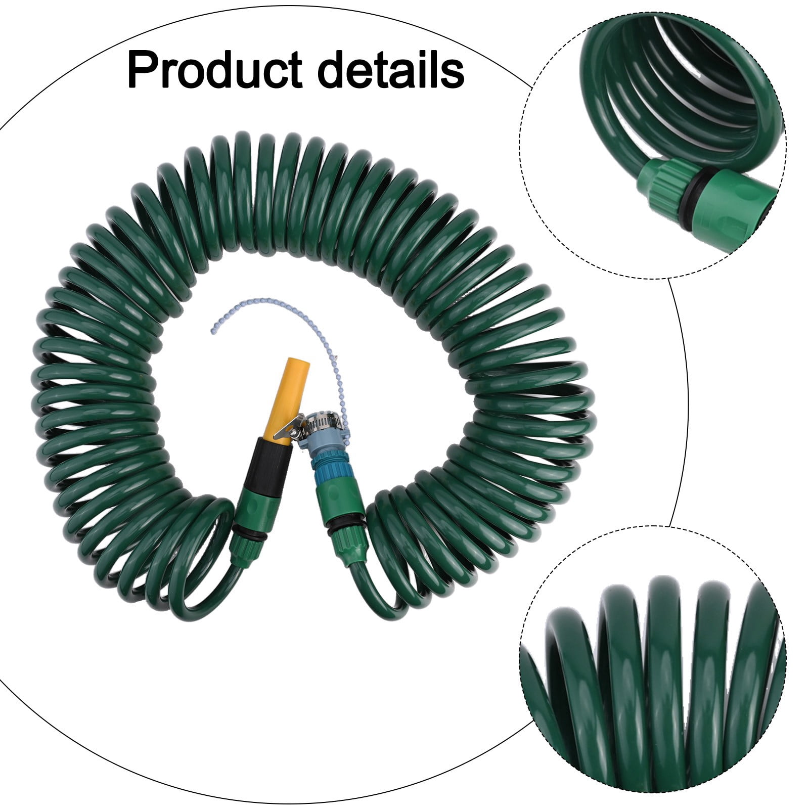1Pc 5/10/15M Retractable Coil Water Hose Flexible Plastic Water Pipe Thread Tap Quick Connector For Garden Watering Car Washing 5M Smile Home
