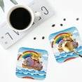 thumbnail image 4 of Naloa Rainbow Animals on Noah's Ark Coasters for Set of 4 - PU Leather Coasters, Coasters for Table Cup Tea Coffee Beer, Decorative for Kitchen Homedecor (Round), 4 of 6