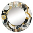 thumbnail image 2 of Designart "Geometric Illusions Gold Black Gold Abstraction" Abstract Shapes Rund Mirror For Wall Decor - Large Gold Round Print Mirror - Round Coastal Mirror 23" x 23" Inch, 2 of 5