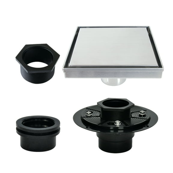 Kingston Brass BSFK6621 Watercourse 4" Stainless Steel Square Shower Drain with Flange, Polished Chrome