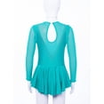 thumbnail image 5 of Doomiva Girls Rhinestone Mesh Spliced Figure Ice Skating Leotard Dress Ballet Tutu Dress Competition Costume Lake Green 6, 5 of 7