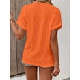 thumbnail image 5 of T Shirts For Women Orange Womens Tops Fashion V Neck With Mesh Cut Out Short Sleeved Elegan Casual Pullover Daily Comfortable Summer Tops, 5 of 7