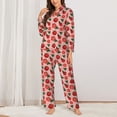 thumbnail image 2 of Fuzoiu Tomatoes Print Women's Long-Sleeved Pajama,Lounge Button Down Nightwear,Womens Notch Collar Pajama Set-XX-Large, 2 of 7