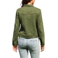 thumbnail image 3 of INSPIRE CHIC Faux Suede Fringe Jacket for Women's Button Down Long Sleeve Western Vintage Jackets S Army Green, 3 of 5