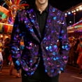 thumbnail image 2 of ChaoLingNeng Mens Mardi Gras Blazer, Relaxed Fit Carnival Print Suit Jackets Holiday Party Corduroy Button Blazers Fall Fashion Warm Mens Sport Coats And Blazers, 2 of 5