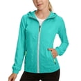 thumbnail image 2 of dazeni Boys Casual Rain Jacket Reflective Zip up Hiking Outwear for Kids Lightweight Soft Shell Hooded Coat with Pockets Summer Clothes Mint Green 7-8Years, 2 of 9