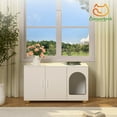 thumbnail image 3 of Amunrbrek Hidden Litter Box Enclosure with Front Door & Cat Scratch Mat, White, 3 of 11