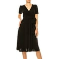 thumbnail image 4 of MOA COLLECTION Women's Stylish Solid Faux Wrap Dress with Deep V-Neck, 4 of 5