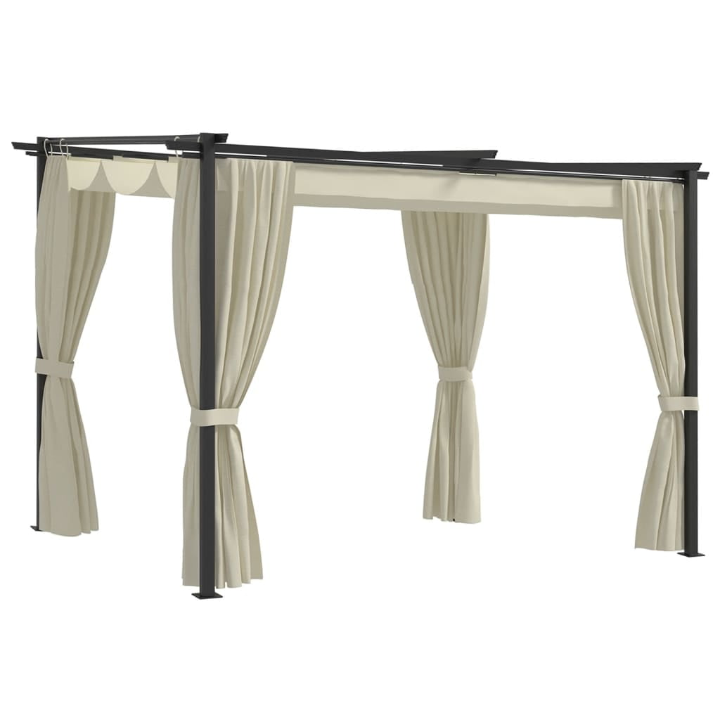 vidaXL Gazebo Canopy Tent Patio Pavilion Sunshade with Curtains Cream ...