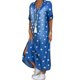 thumbnail image 3 of Gibobby Vestido Mujer Casual de Playa Verano Vestido de mujer de manga media con estampado de informal con cuello largo para mujer(Azul,XL), 3 of 5