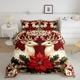 thumbnail image 2 of jejeloiu Christmas Deer Queen Comforter Set,Vintage Flower Floral Bedding Sets,Red Gold Xmas Bedding Comforter Set,Microfiber Bedroom Decor Reversible,3-Piece, 2 of 8