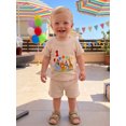 thumbnail image 5 of BemeyourBBs Toddler Baby Boy Birthday Outfit 1 2 3 Years Birthday Summer Clothes Short Sleeve Zoo Animal Embroidery Waffled T-Shirt and Pockets Shorts Set Toddler Summer 2 Pieces Outfit, 5 of 9