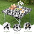 thumbnail image 4 of Black Geometric Striped Pattern Square Fitted Tablecloth with Elastic Edge,Square Table Cover,Washable Elastic Table Cover for Home Kitchen Party Decor 36in(91cm), 4 of 6
