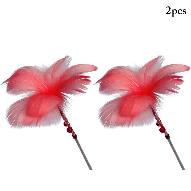 2 Pcs Cat Plume Teaser Interactif Belle Chat Jouet Interactif Chat Teaser Baguette