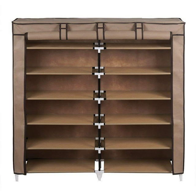 GoDecor 36 Pairs Shoe Rack Double Row Shoe Tower 7 Tier Portable Shoe Storage Cabinet Organizer