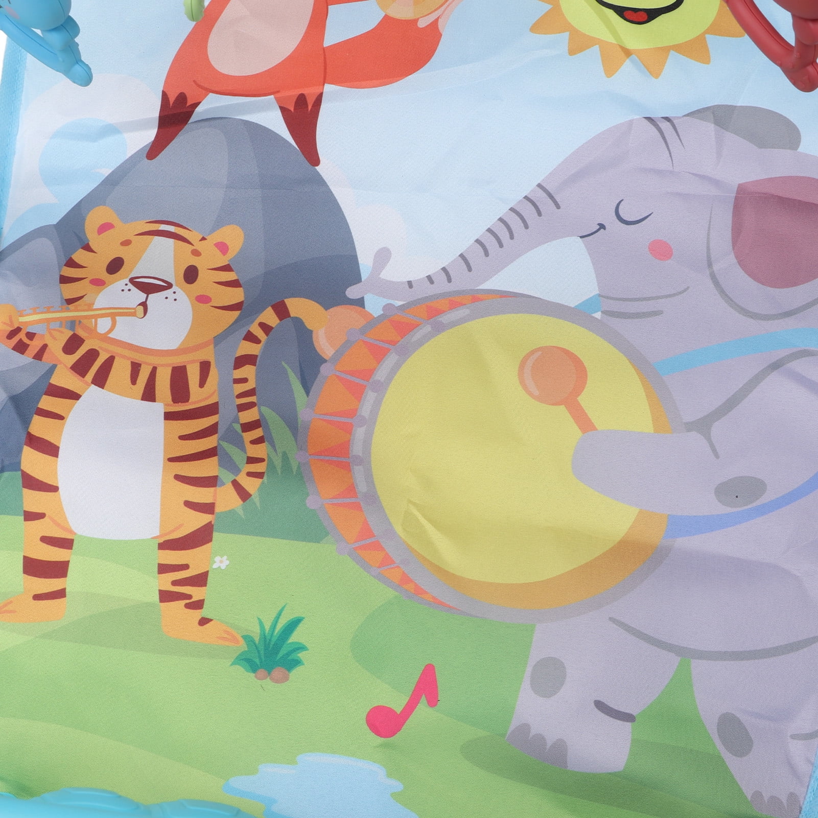 BIMZUC Baby Gyms Play Mat Infant Activity Play Piano Tummy Time Mat with Hanging Rattles Monkey and Owl Pattern, Multicolor
