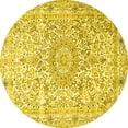 thumbnail image 1 of Ahgly Company Machine Washable Indoor Round Persian Yellow Traditional Area Rugs, 4' Round, 1 of 4