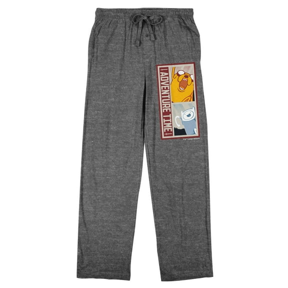 Adventure Time Finn and Jake Men's Heather Gray Sleep Pajama Pants - Medium