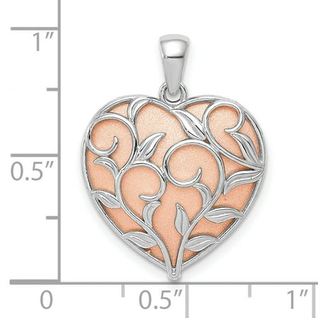 14k Floral Design - 14k Two Tone Yellow Gold Floral Design Heart Pendant Charm Necklace Love Gifts For Women For Her