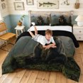 thumbnail image 3 of Manfei Farmhouse Style Grizzly Bear King Size Comforter Sets, Forest Landscape Comforters King Size, Cream Gray, Black Reversible, 3-Piece, 1 Comforter and 2 Pillowcases, 3 of 7